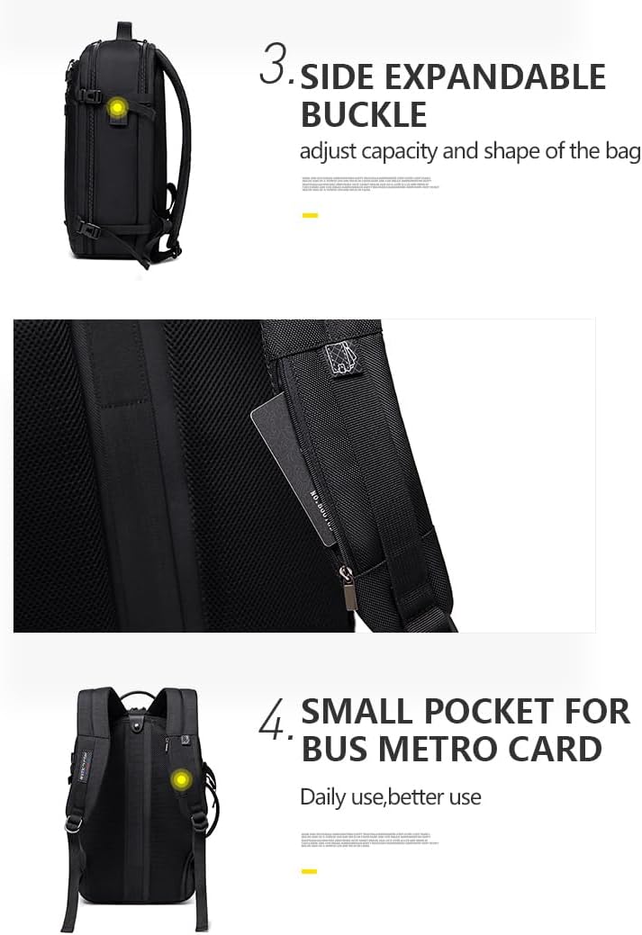 حقيبة ظهر جولدن وولف للجنسين، سعة 19 لترًا، مضادة للسرقة، تفتح بزاوية 180 درجة، تتسع لجهاز كمبيوتر محمول حتى 15.6 بوصة - رقم المنتج: GB0444 