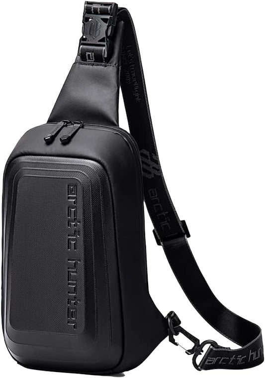 Ah Arctic Hunter Hard Shell Waterproof Chest Bag With USB Charging Port - Black - No:XB00126