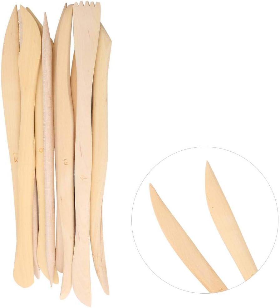 أدوات نحت وتشكيل الطين الخشبية - 10 قطع