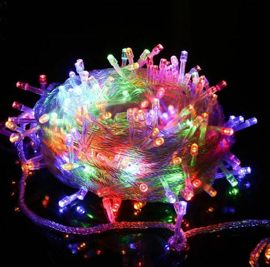 أضواء شجرة عيد الميلاد الصفراء الزاهية لشهر رمضان، بطول 10 أمتار، لتزيين غرف الحفلات والأماكن الخارجية، سلسلة أضواء LED خرافية، 100 مصباح LED