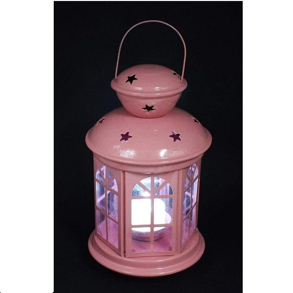 فانوس رمضاني معدني مزخرف بالزهور، 22 سم - متعدد الألوان