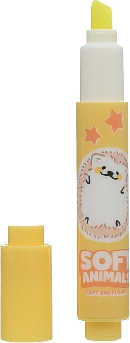 مجموعة أقلام التظليل الصغيرة من إم آند جي تشنغوانغ برسومات حيوانات ناعمة، تظليل فعال للملاحظات، رأس مشطوف، 6 ألوان - رقم المنتج: AHM29673