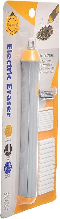Keep Smiling Electric Eraser With 2 Plastic Rubber Jacket, 8 2.3mm Rubber & 8 5mm Rubber - No:EE-0002