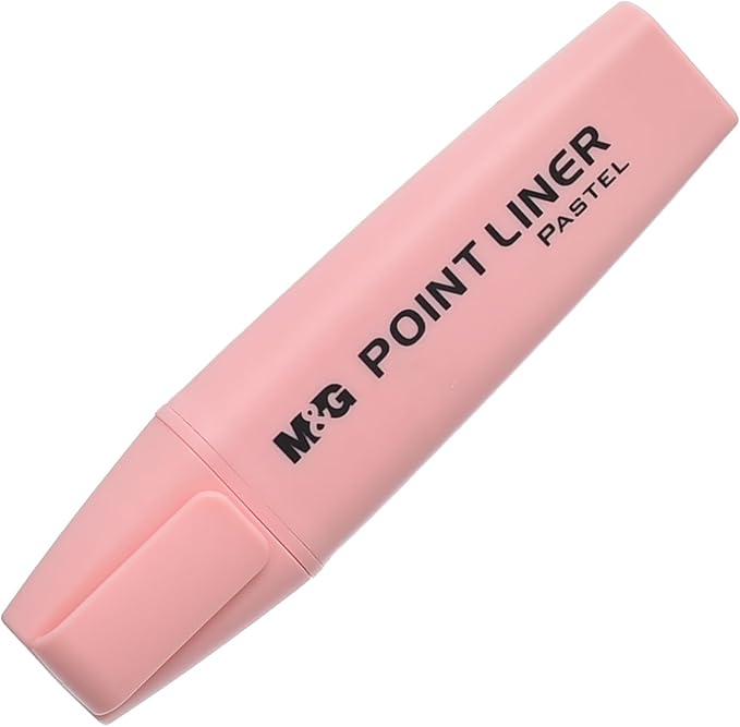 M&G Chenguang Highlighter Pen, Bright and Soft Highlighting, Chisel Tip, Pink Pastel - No: AHM21578