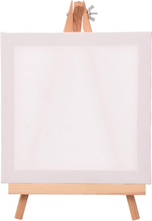 لوحة فنية مع حامل خشبي 20 × 20 سم، مناسبة للألوان الأكريليكية والزيتية.