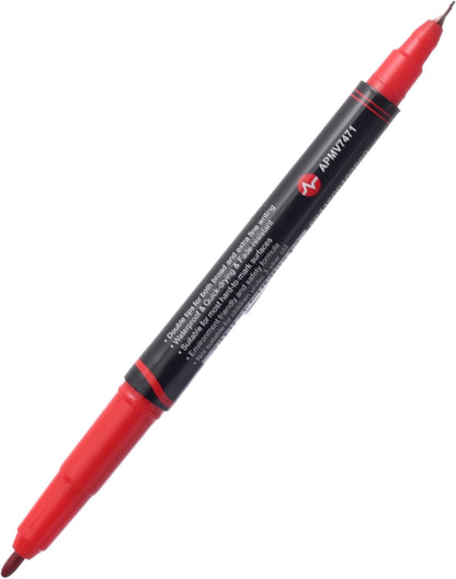 M&G Chenguang Permanent Student Twin Marker - Double Tip Broad and Extra Fine, Waterproof, Quick Drying - Red - No: APMV7471