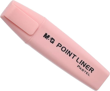 M&G Chenguang Highlighter Pen, Bright and Soft Highlighting, Chisel Tip, Pink Pastel - No: AHM21578
