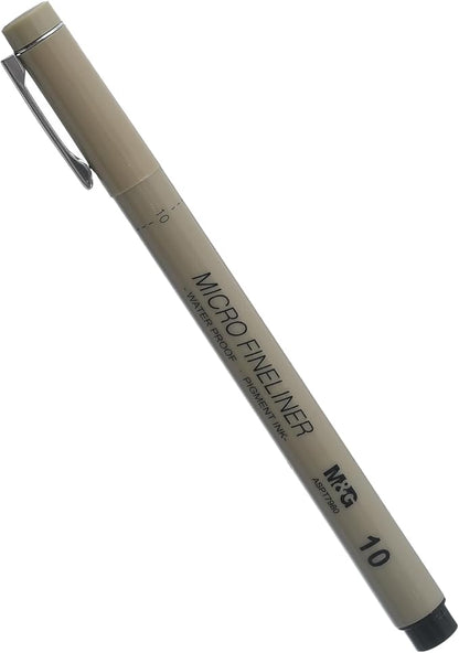 قلم M&amp;G Chenguang Micro Fineliner، طرف دقيق للغاية 1.0 مم لرسم فني فائق الدقة - أسود - رقم: ASPT7980