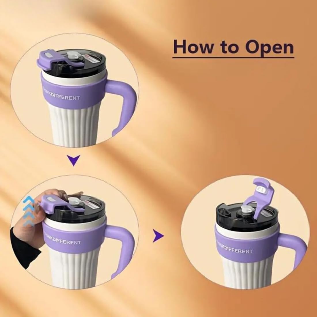 860ml Vacuum Insulated Tumbler with Handle & Straw – Stainless Steel Leakproof Travel Mug for Hot & Cold Drinks