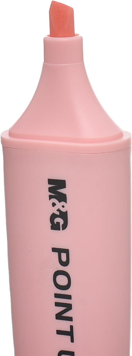 M&G Chenguang Highlighter Pen, Bright and Soft Highlighting, Chisel Tip, Pink Pastel - No: AHM21578