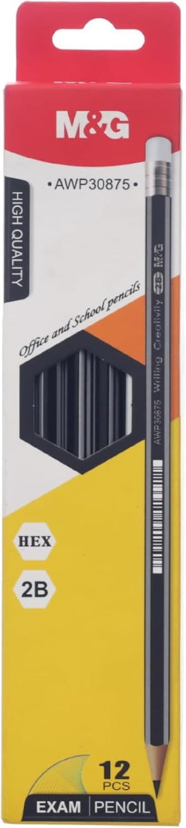 M&G Pencil with eraser, 2B, 30875