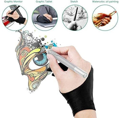 حافظ على ابتسامتك! قفاز رسم فني لليد اليمنى واليسرى، لوحة رسم جرافيكية بإصبعين - رقم: 0352 