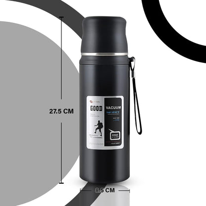 QXSD Stainless Steel Vacuum Flask with Carrying Strap & Cup Lid – 1000ml – Double Wall Insulated Travel Bottle