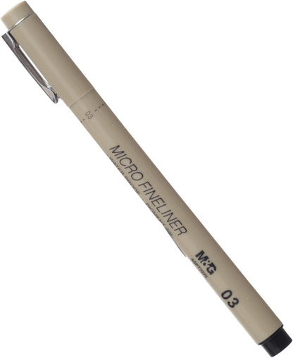 M&G Chenguang Micro Fineliner Pen, 3mm Fine Tip for Precise Drawing and Detailed Sketches, Black - 0.38mm - No: ASPT7975