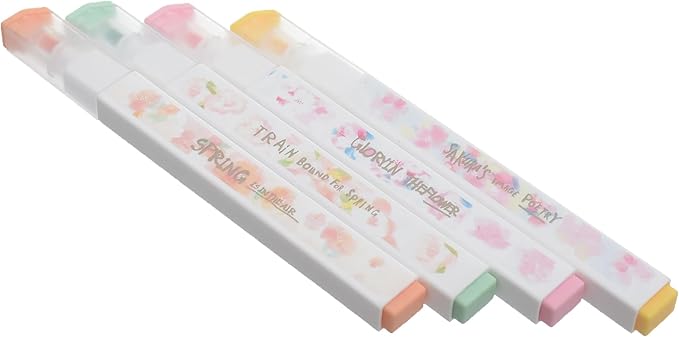 M&G Chenguang Sakura Time Highlighter Set, Vibrant Marking, Chisel Tip, Non-Toxic Ink, 4 Colors - No:AHMU1671