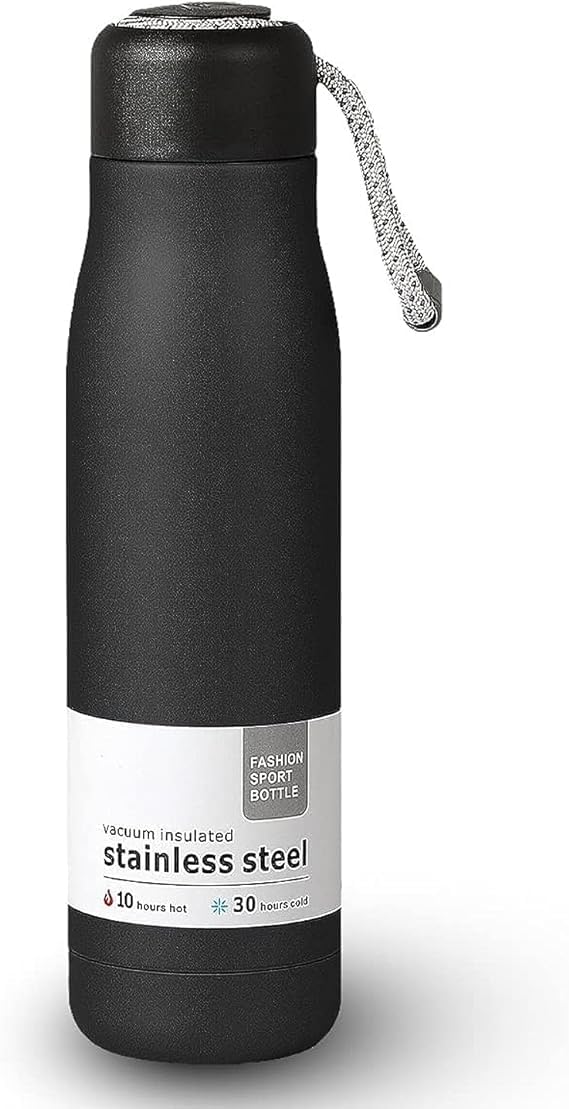 500ml Stainless Steel Vacuum Insulated Water Bottle with Carry Rope – Double Wall Thermal Flask | Hot & Cold Bottle