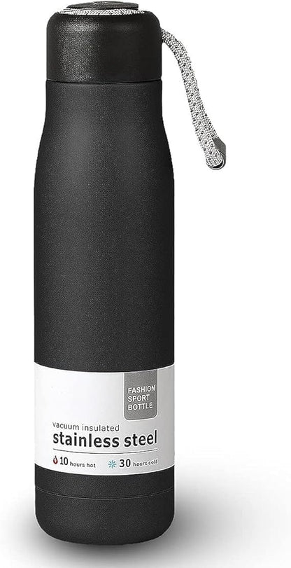 500ml Stainless Steel Vacuum Insulated Water Bottle with Carry Rope – Double Wall Thermal Flask | Hot & Cold Bottle