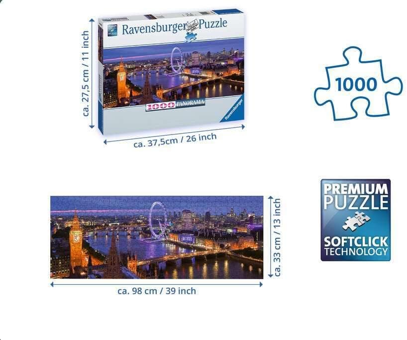 أحجية بانوراما لندن ليلاً من رافينسبورغر - 1000 قطعة - رقم: 15064
