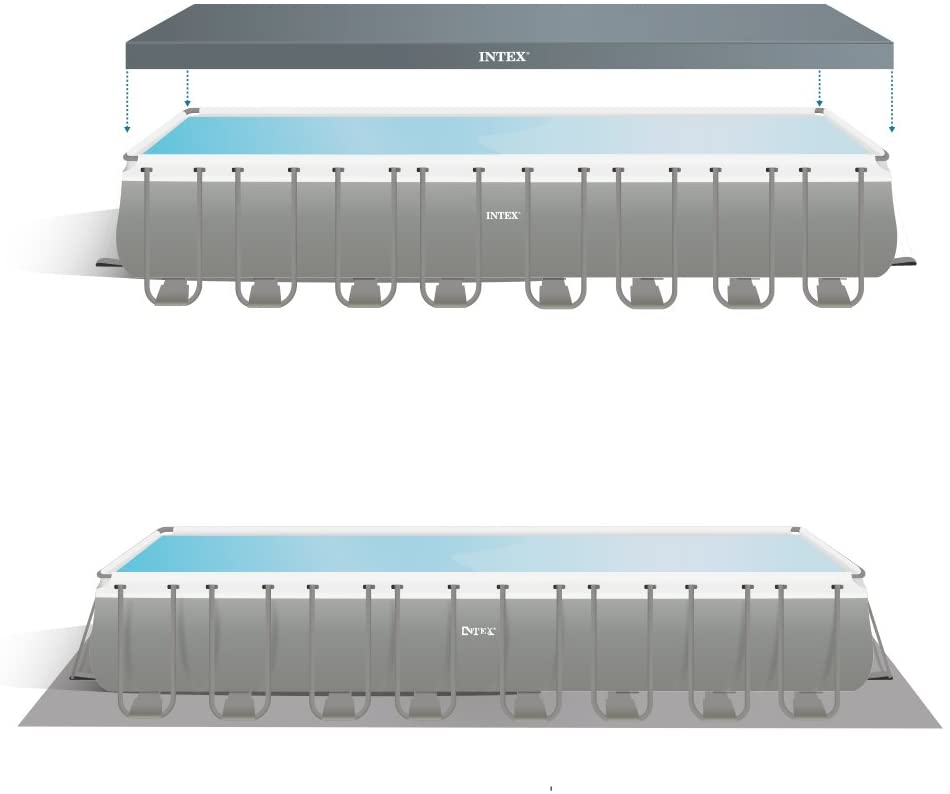 مسبح إنتكس ألترا إكس تي آر مستطيل الشكل بإطار، أبعاده 975 سم × 488 سم × 132 سم - رقم: 26374 - مستعمل 