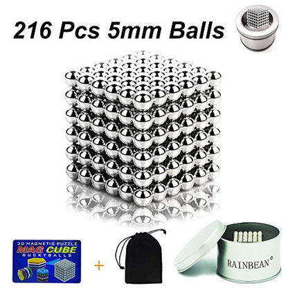 لعبة تركيب كرات مغناطيسية، مكعبات خرز، بناء - فضي - 216 قطعة