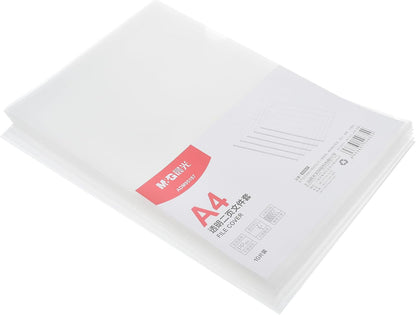 M&G Chenguang A4 Transparent File Covers – 10 Pieces, Clear Plastic Document Sleeves for School, Office & Filing - No: ADM95187