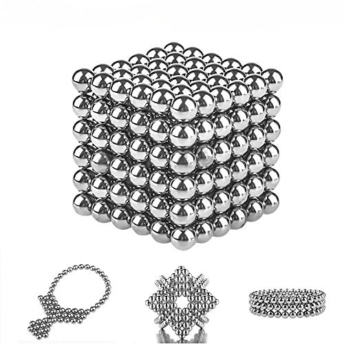 لعبة تركيب كرات مغناطيسية، مكعبات خرز، بناء - فضي - 216 قطعة