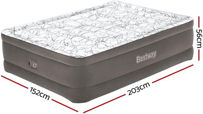 Bestway Tritech Fashion Flock Air Mattress Queen Built-in AC Pump 2.03m x 1.52m x 56cm - No:6713E