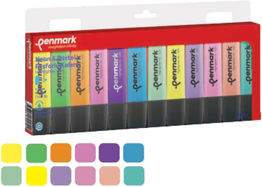Penmark Highlighter Pen 12 Piece Acetate Mixed Color - No:HS-505-12NP