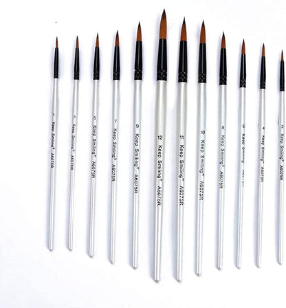 Keep Smiling Round brushes set of 12 brushes of different sizes - A6045R