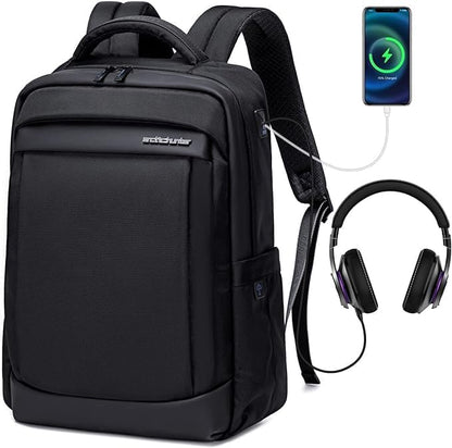 حقيبة ظهر مضادة للسرقة لأجهزة الكمبيوتر المحمولة من آركتيك هانتر، مقاومة للماء، مناسبة لأجهزة الكمبيوتر المحمولة مقاس 15.6 بوصة ومزودة بمنفذ USB - رقم المنتج: B00478 