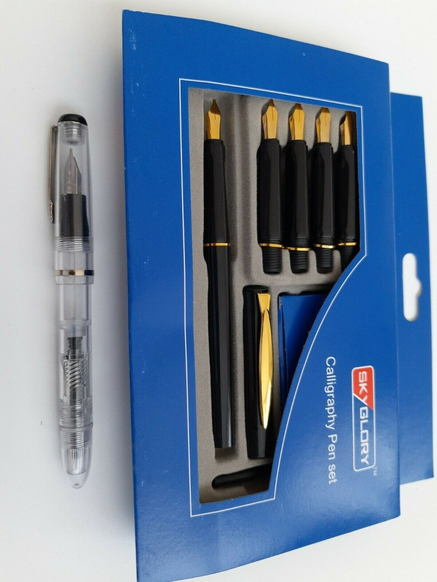 SKY GLORY CALLIGRAPHY FOUNTAIN PEN SET 6 leads -No: 606P