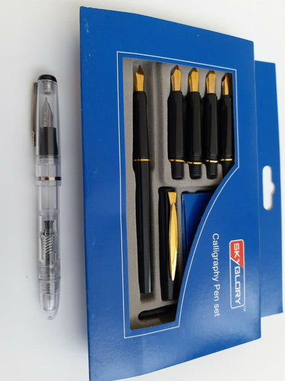 SKY GLORY CALLIGRAPHY FOUNTAIN PEN SET 6 leads -No: 606P
