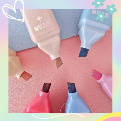 مجموعة أقلام تظليل صلبة من تشوش، لطيفة، 6 قطع، أقلام تظليل جل - رقم: H943