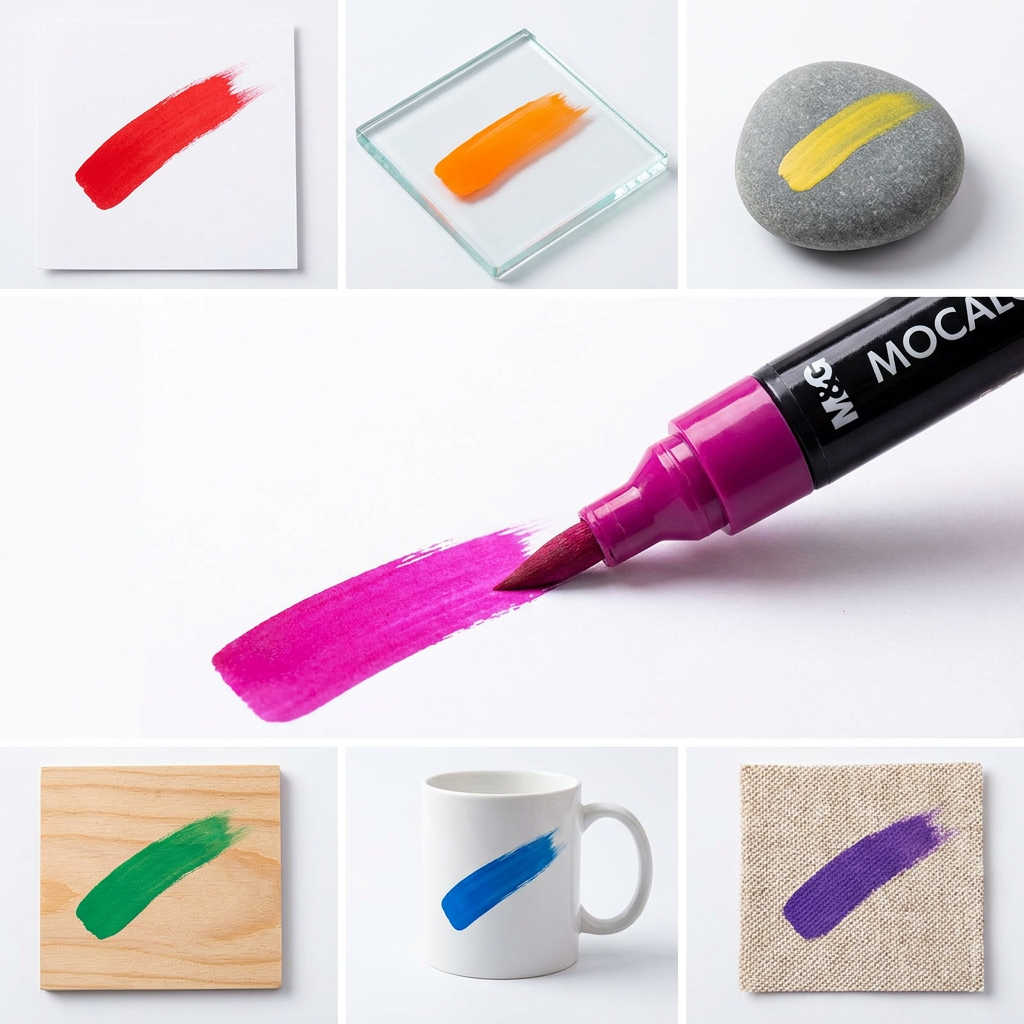 M&G MOCALO brush tip painting on paper, glass, stone, wood, ceramic and fabric - water-based multi-surface
