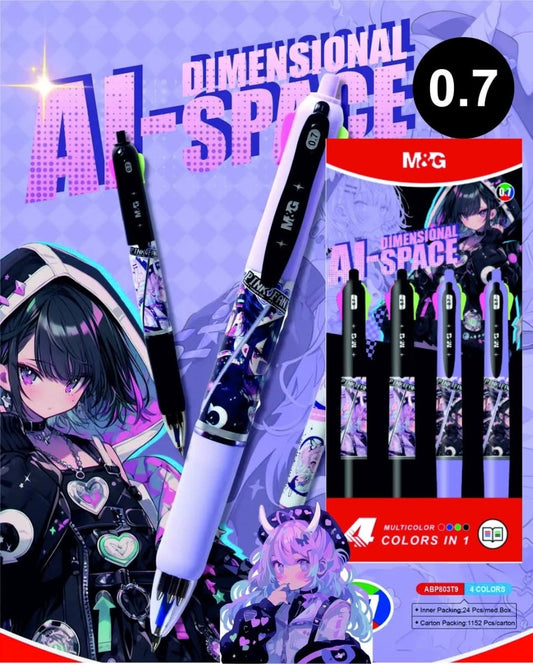 M&G Chenguang Pink Fantasy Semi Gel Ballpoint Pen 4in1 0.7mm - 4Colors Ink - 1pcs - No:ABP803T9