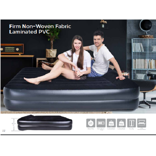 Jilong Avenli Self-Inflating Air Mattress/Guest Bed Double Bed for 2 People 203 x 152 x 46 cm with Built-In Automatic Pump Black -No:24018EU