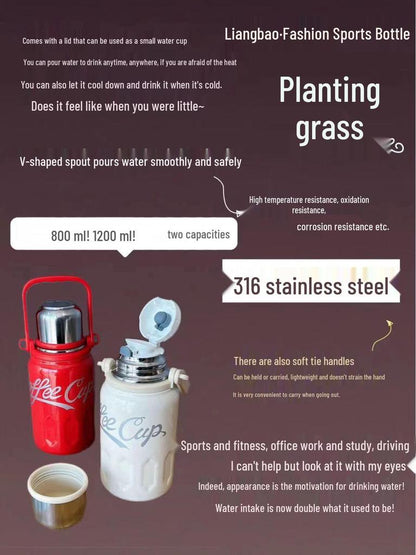 800ml Vacuum Insulated Food Jar & Thermal Flask with Folding Handle – Stainless Steel Soup & Beverage Container