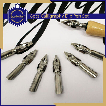 Keep Smiling Calligraphy Dip Pen 8 Pcs Set - No:E0354