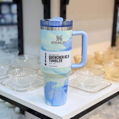 Stanley Quencher H2.0 40 oz (1.18L) – Vacuum Insulated Stainless Steel Travel Mug with Handle & Lid | – Pastel Marble Design