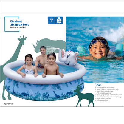 Jilong Avenli Elephant 3D Spray inflatable mini swimming pool for kids 205*47cm - No:17821
