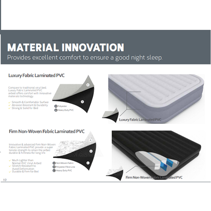 Jilong Avenli Self-Inflating Air Mattress/Guest Bed Double Bed for 2 People 203 x 152 x 46 cm with Built-In Automatic Pump Black -No:24018EU