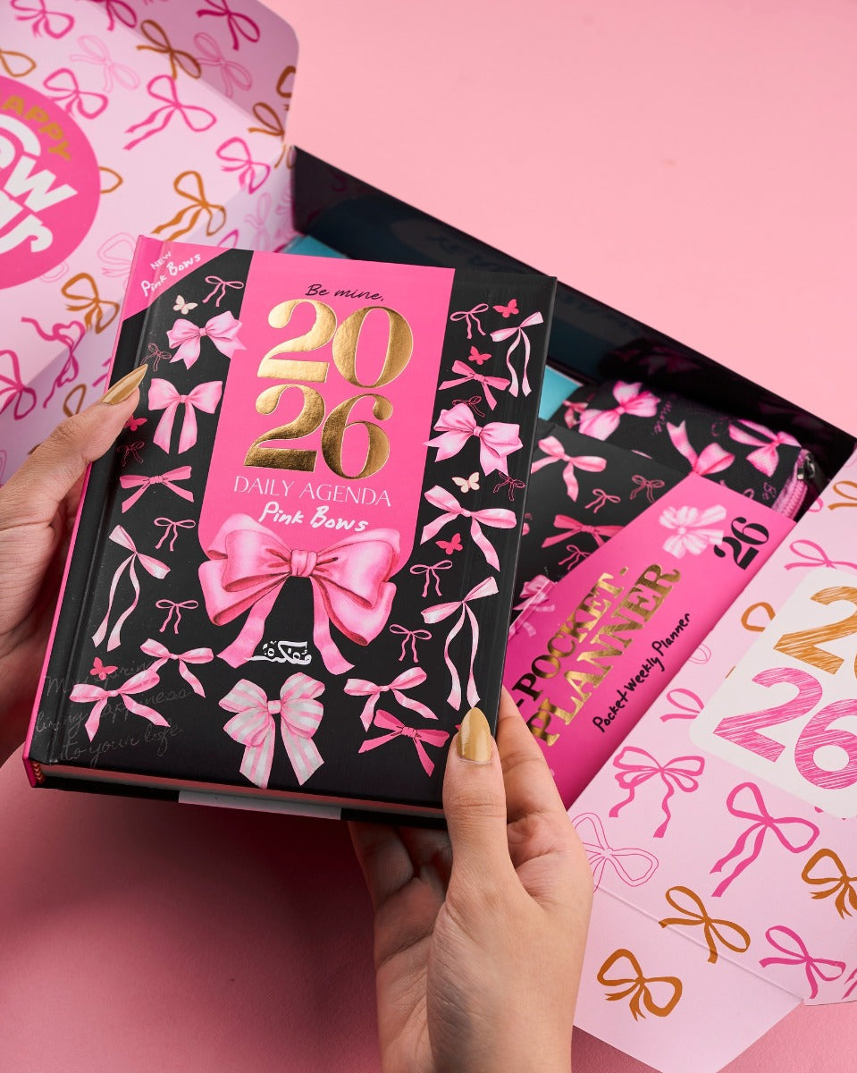 Mofakera Calendar Pink Bow Daily Year Gift Box 2026 ( Agenda )