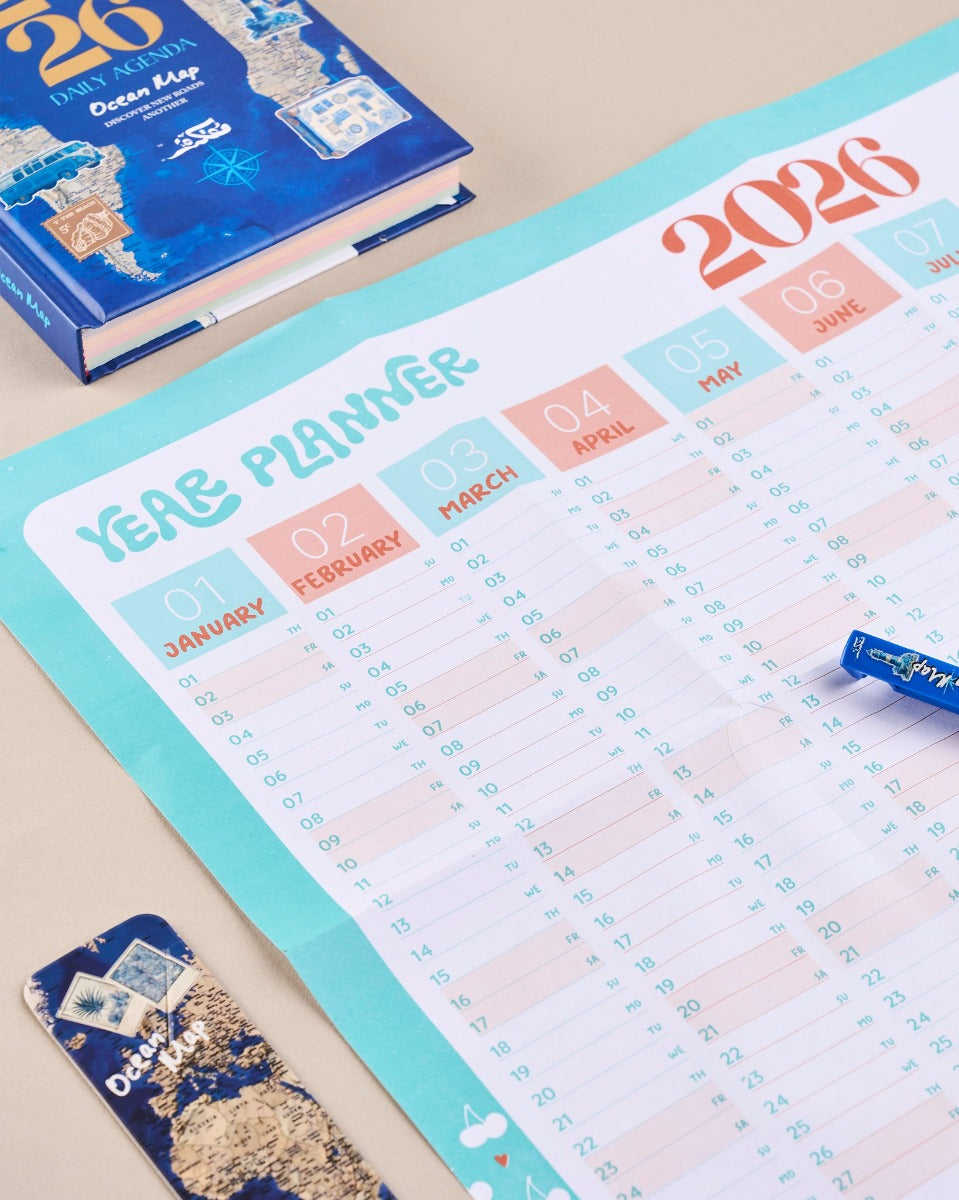 تقويم موفاكيرا، خريطة المحيط، صندوق هدايا يومي سنوي 2026 (أجندة)