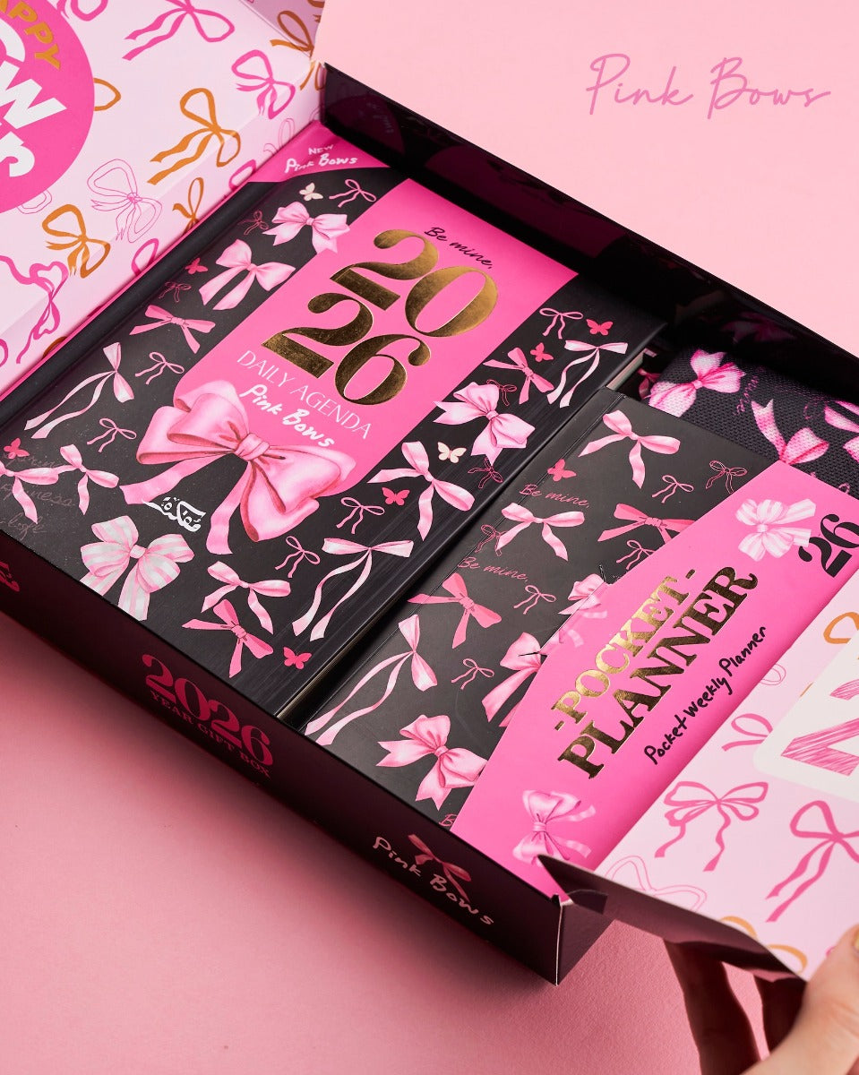 Mofakera Calendar Pink Bow Daily Year Gift Box 2026 ( Agenda )