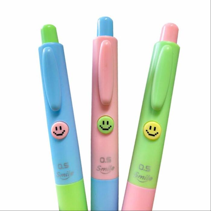 M&G Chenguang Poly Doba Retractable Ballpoint Pen 0.5mm – Blue Ink | Soft Grip | Fast-Drying | Cute Smile Design - 1Pcs - No: AGPK4372