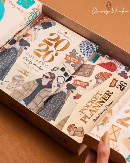 تقويم موفاكيرا الشتوي الأنيق اليومي السنوي، صندوق هدايا 2026 (مفكرة) 2026
