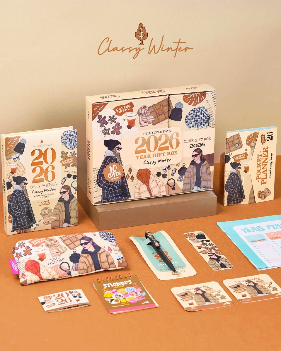 تقويم موفاكيرا الشتوي الأنيق اليومي السنوي، صندوق هدايا 2026 (مفكرة) 2026