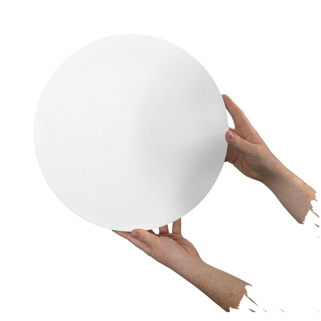 لوحة قماشية دائرية مشدودة من KMS - مقاس 40 سم - أبيض