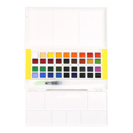 M&G Pack of 36 small color square solid watercolor paint - No:97677