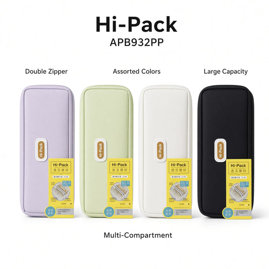M&G Chenguang Hi-Pack Large Capacity Double Zipper Pencil Case with Multi-Compartment Organizer – Assorted Colors - 1pcs - No: APB932PP